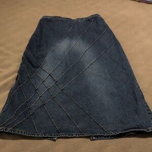 Womens XL Vintage Me And‎ You Faded Denim Midi Maxi Skirt Blue Cotton